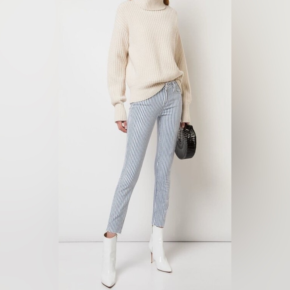 Anthropologie PAIGE verdugo ultra skinny jeans in white/navy Sz 25